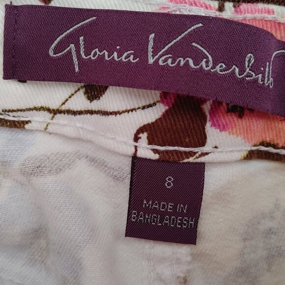 Gloria Vanderbilt Floral Bermuda Shorts White Red Size 8 - Picture 3 of 7